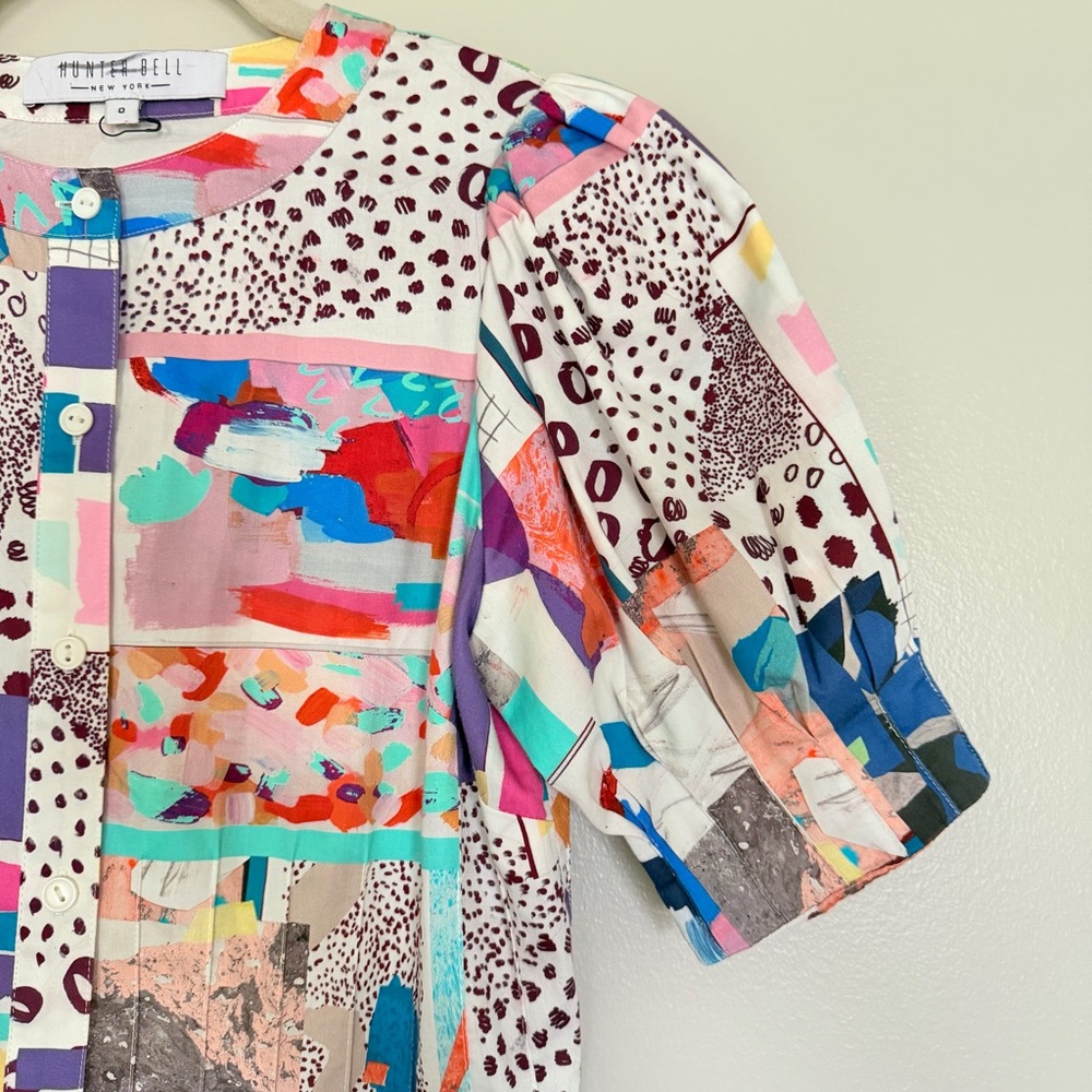 HUNTER BELL Multicolor Abstract Patchwork Mini Dr… - image 2